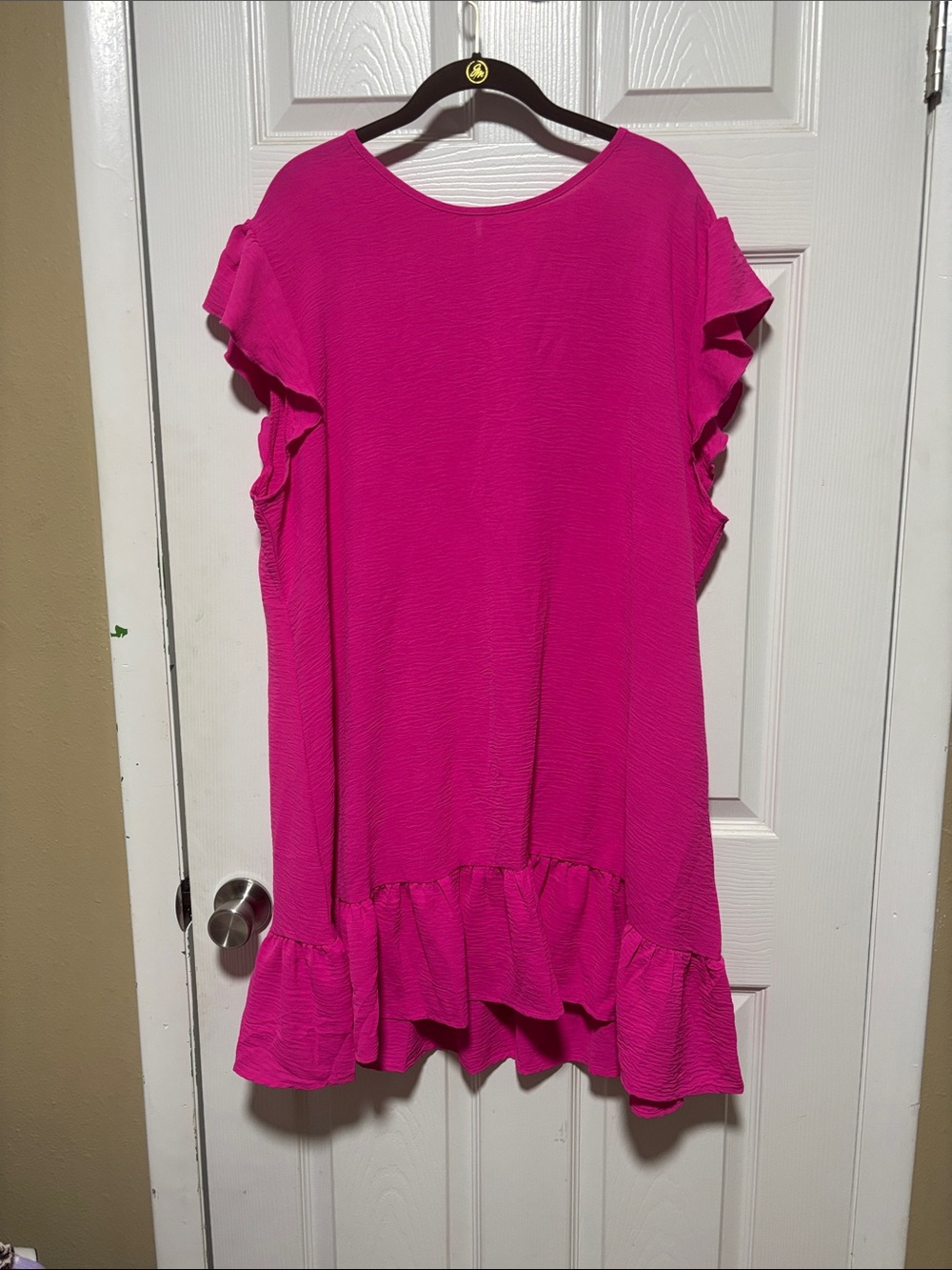 Source Unknown Hot Pink Ruffle Sleeve Mini Dress